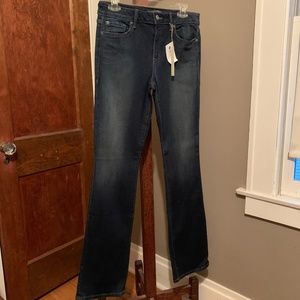 Level 99 Straight Leg Mid Rise Dark Wash Jeans